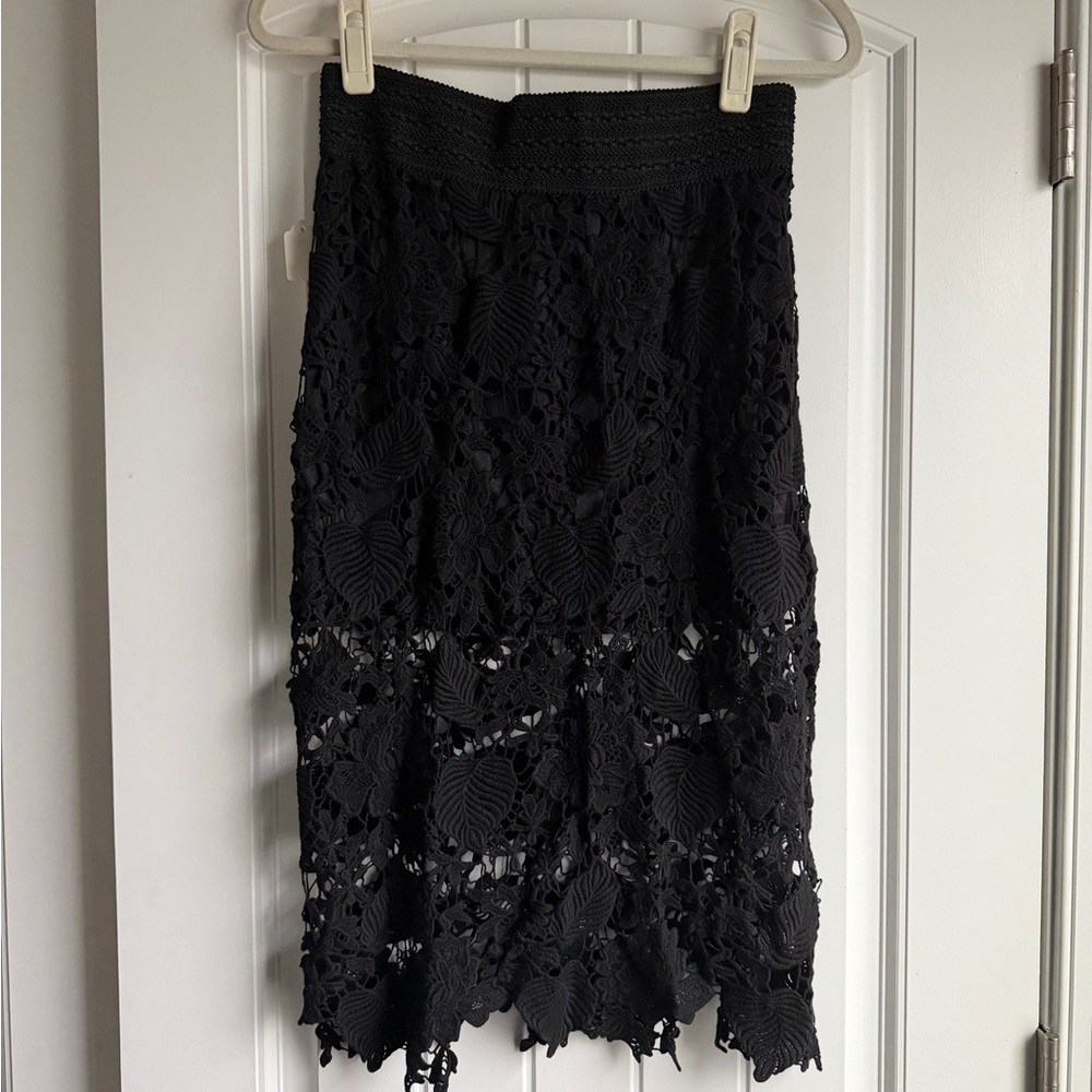 A Peach Crochet Midi Skirt